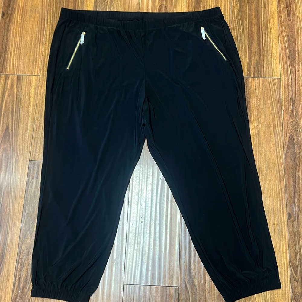 NEW Nina Leonard Miracle Matte Jersey Pants Plus Size 3X Black Zipper Pockets